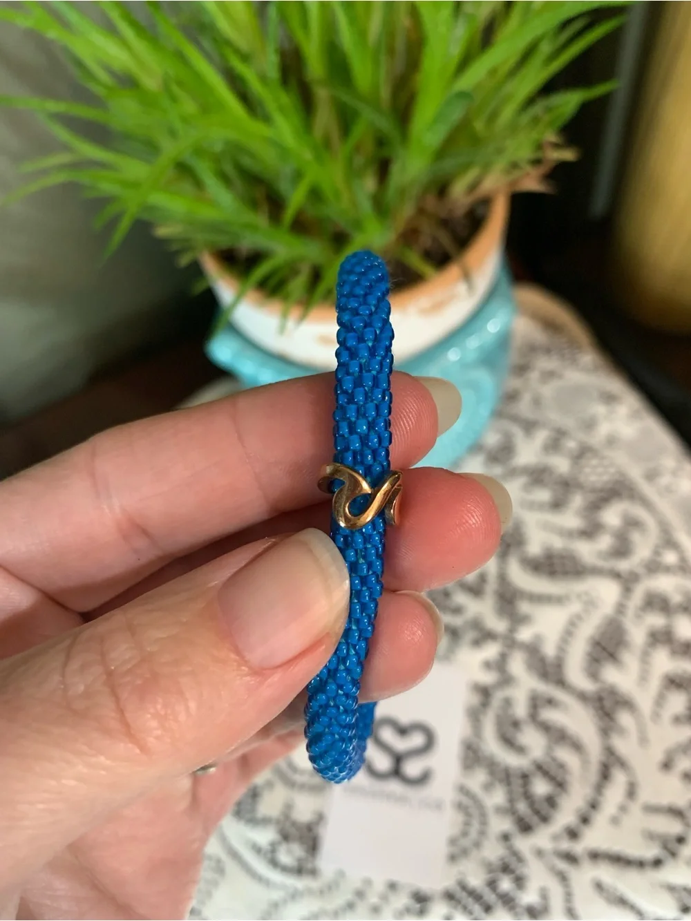 Artisan Blue & Neon Yellow Handmade Beaded Bracelet set